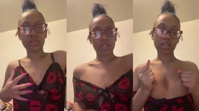 Cute light skin ebony giving JOI