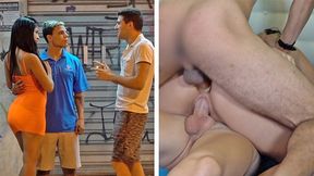 Young couple convinced of double penetration threesome with gringo