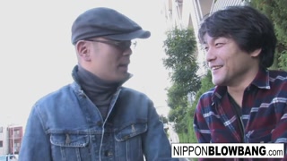 Sexy Japanese Babe Sucks On Two Nice Cocks