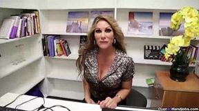 over40-busty milf handjob from her own perspective