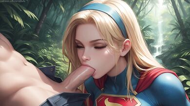Supergirl get hard sex and creampie in the forest