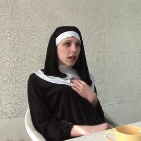 Young french nun sodomized in threesome with Papy Voyeur