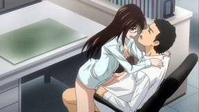 Mature Asian coworker gets a big dick hentai blowjob at work