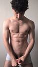 Young jock has a hard on in wet transparent underwear, jerking video with underwear on and off