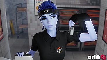 Widowmaker Pizza Shift Gone Wild with Big Dick - 3D Overwatch Porn