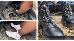 Stuck in the mud in boots and white socks SD