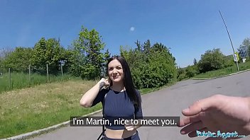 Real amateur babe rides big cock in public