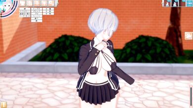 【エロゲーコイカツ！】性格が勝ち気なショートカット銀髪爆乳のおっぱい揉みまくりセックス！(アニメ3DCG動画)[Hentai Game Koikatsu! Anime 3DCG video]