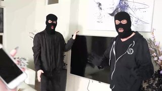 Sully Savage is having sex with two hung robbers