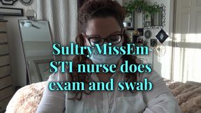 STI nurse does exam and swab