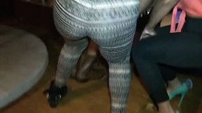 Sensual ebony chick wearing legging twerks at a party