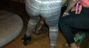 Sensual ebony chick wearing legging twerks at a party