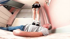 Mini Skirt T-Shirt & Mary Jane Chunky Shoes Trampling FLOOR CAM (4K)