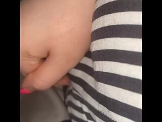 big beautiful woman masturbating with Remote over her shorts