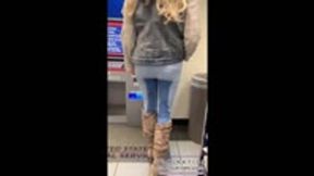 MILF Greta publicly soaks her jeans at the Post Office - WMV 720p