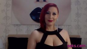 Redhead lady smoking on webcam