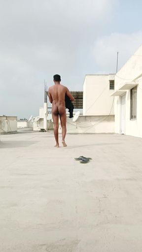 Terrace Naked Masturbation and Cum