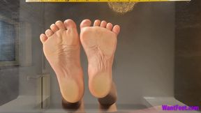 Wrinkled Soles on Glass - Barefoot - HD MP4