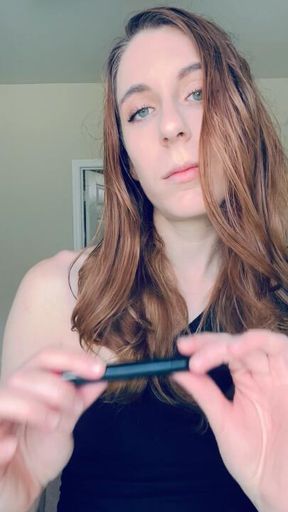 Dark Red Lipstick Application