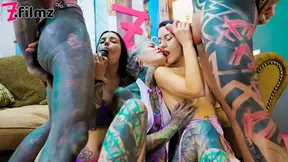 Three alt ladies take these two cocks in all of their holes