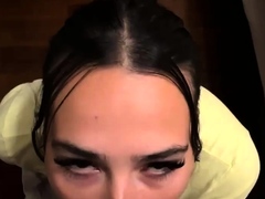 Brunette slut pov blowjob in close up HD