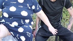 mother-in-law in a public park fingering my dick on a bench