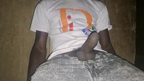 Black on white, the big black cock is jerked off