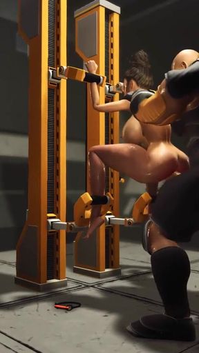 Cyber hunter fucks hard a sexy brunette in the sci-fi prison
