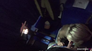 OUTDOOR BLOWJOB with EPIC CUMSHOR FACIAL in the train!