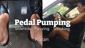 Smoking inside the car while pumping pedals with stiletto heels (3)