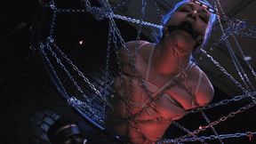Tickling Belka in Hogtied Rope Bondage with a Gag - Toe-Tied on a Chain Circle (UHD 4K MP4)
