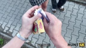 HUNT4K  Sexy babe Una Fairy was picked up by a stranger and was showing her tits on front of BF