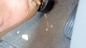 Driving In Taupe Peep Toe Pumps