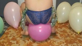 Celebratory explosion of balloons with big ass WMV