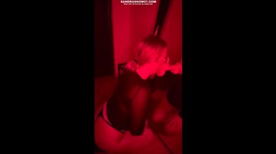 Blonde swedish toy fucks her throat while telling you how to cum