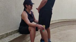 Outdoor rough lesbian fun with creampie