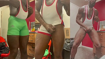 BBC. Muscle Geared in Tight White Cock Revealing Verbal Deload