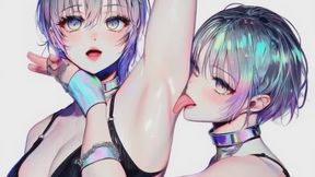 filthy kink fiend lesbian anime fetish hot sweating babes lick sweaty smooth muscled armpits