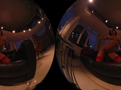 Sexy brunette wearing stockings masturbates webcam