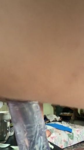 Tight Pussy Riding Big Clear Dildo, I came so hard!