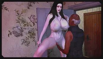 3D Anime Seduction: Busty Beauty Teases the Mature Guy