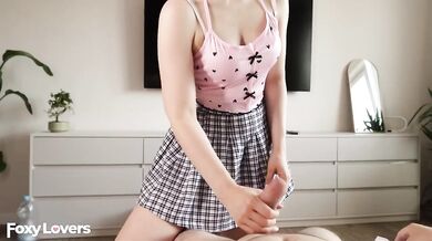 StepSis catches me jerking off in her crop top POV creampie overload