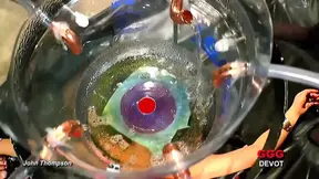Gang bang with submissive slut and sperm splash