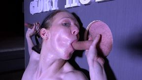 i am a tatted brunette german milf with natural tits and i take a gangbang glory hole at home