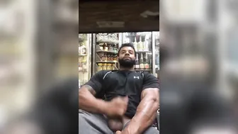 Black Amateur Twink Strokes His Big Cock Outside