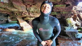 Wetsuit Cave Encounter: Secret Fun with Mysterious Stranger