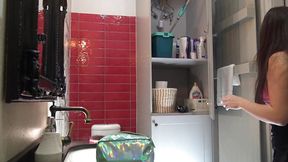 Dental Floss Smallest Panties G-String Girl under her Cut Shortest Short Skirt shows Pussy Lips