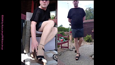 Nylonjunge in Damenwäsche ** Outdoor **