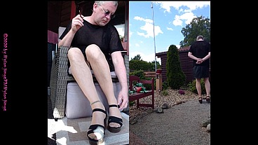 Nylonjunge in Damenwäsche ** Outdoor **