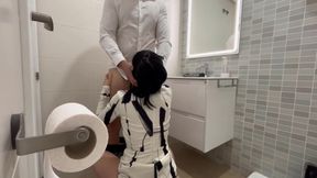 I tell the restaurant waiter that I'll wait for him in the bathroom to fuck him and give him a blowjob until he finishes cumming